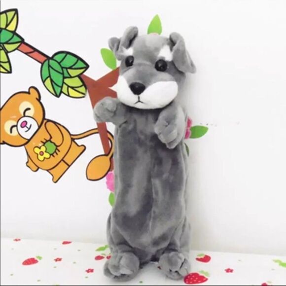 Other - 🔥🔥SALE🔥🔥🐾🐾ADORABLE Plush Puppy Pencil Pouch-Grey and White